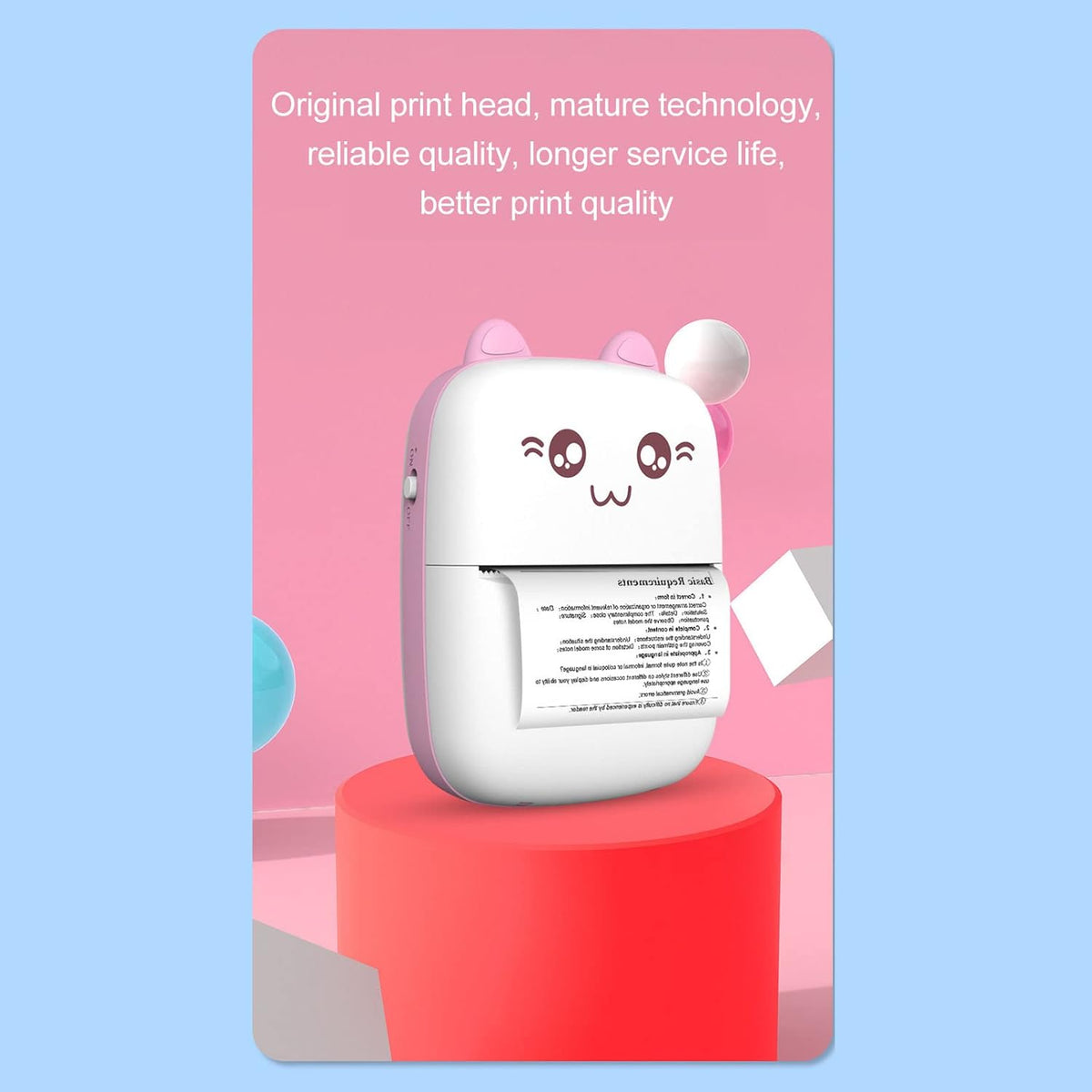 Pocket Mini Printer – Wireless Bluetooth Thermal Printer | Thermal Printer with 1 Roll of Print Paper