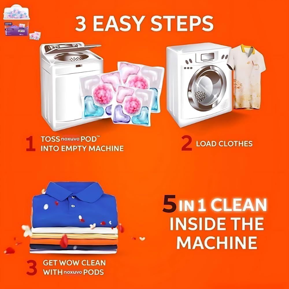 Laundry Pods – All-in-1 Stain Removal, Brightening, Softening & Fresh Aroma | Pack Of 30 Pcs