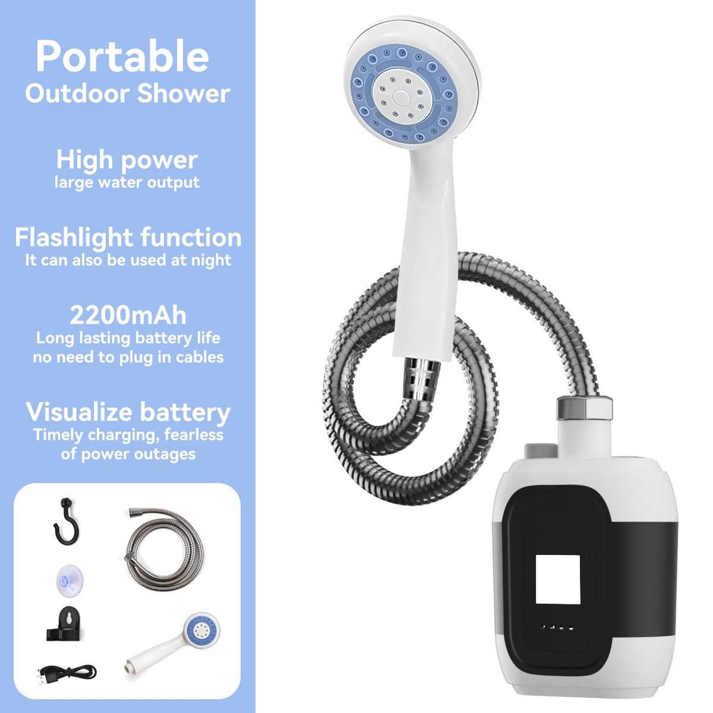 New Function Waterproof Portable 2000mAh Shower Pump with Light Fahrenheit Display Ideal for Outdoor Camping