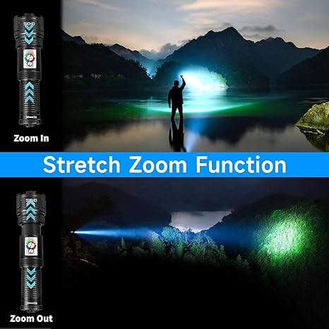 Long Range Rechargeable LED Flashlight Zoomable Torch – 2KM, Torch with a 40000 mah battery, for Hunting, Searching, Fishing, Exploring
