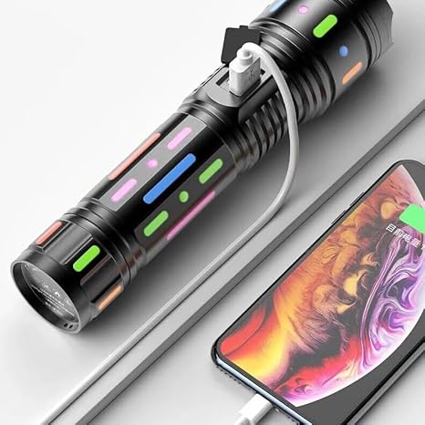 Long Range Rechargeable LED Flashlight Zoomable Torch – 2KM, Torch with a 40000 mah battery, for Hunting, Searching, Fishing, Exploring